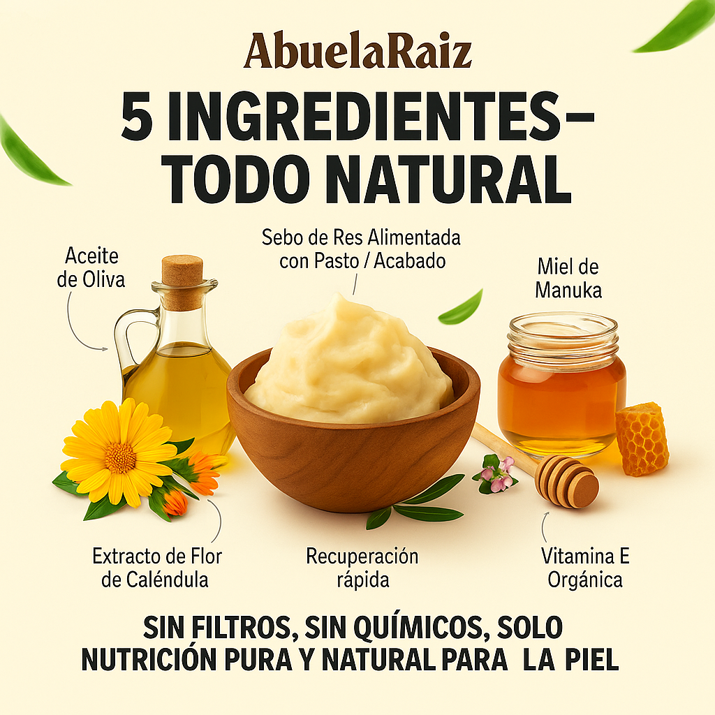 Crema Facial Batida de Sebo de Res y Miel de Manuka