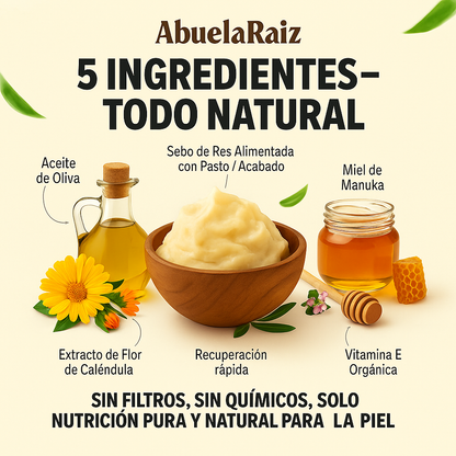 Crema Facial Batida de Sebo de Res y Miel de Manuka